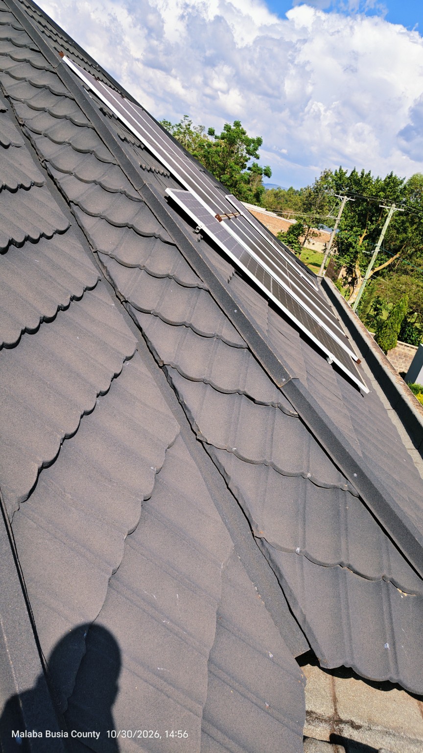 Side view of rooftop solar panels
